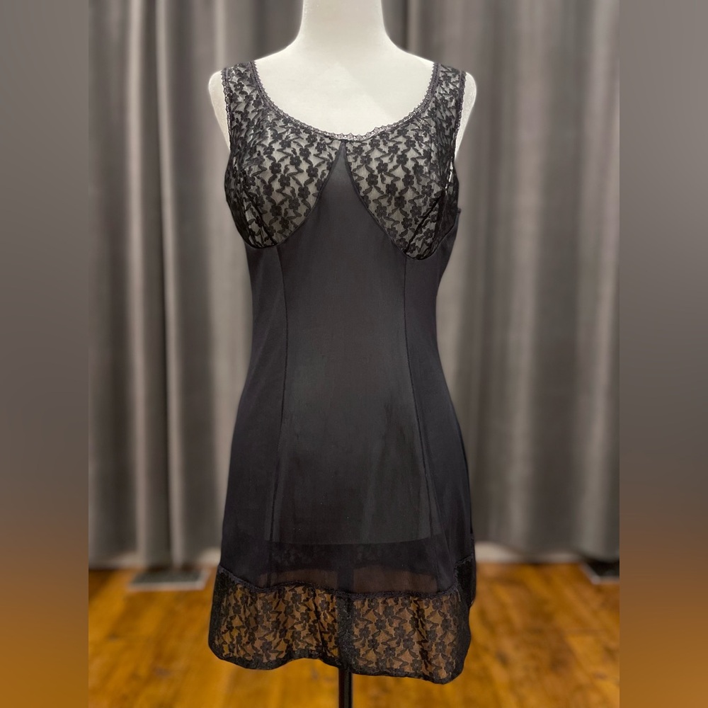 Vintage black Perlon slip nightie